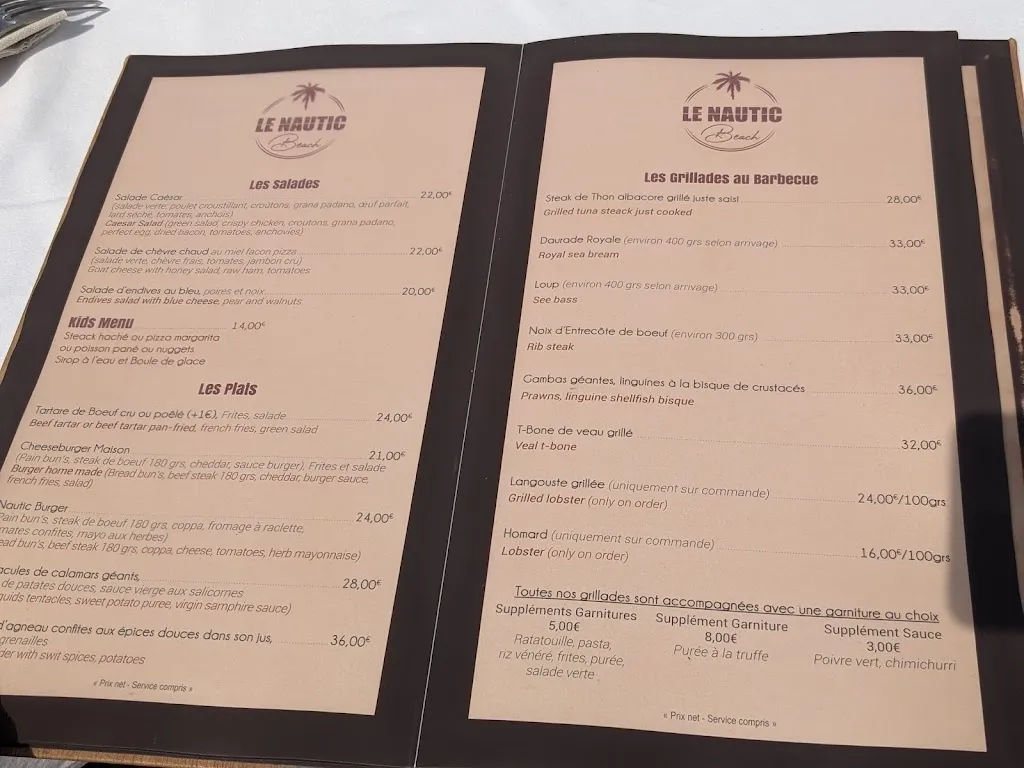 Menu_Le Nautic Beach - restaurant & plage privée_Croix-Valmer_image_4