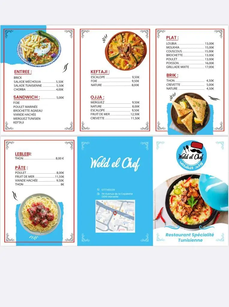 Menu_Restaurant weld el chef_Marseille_image_1
