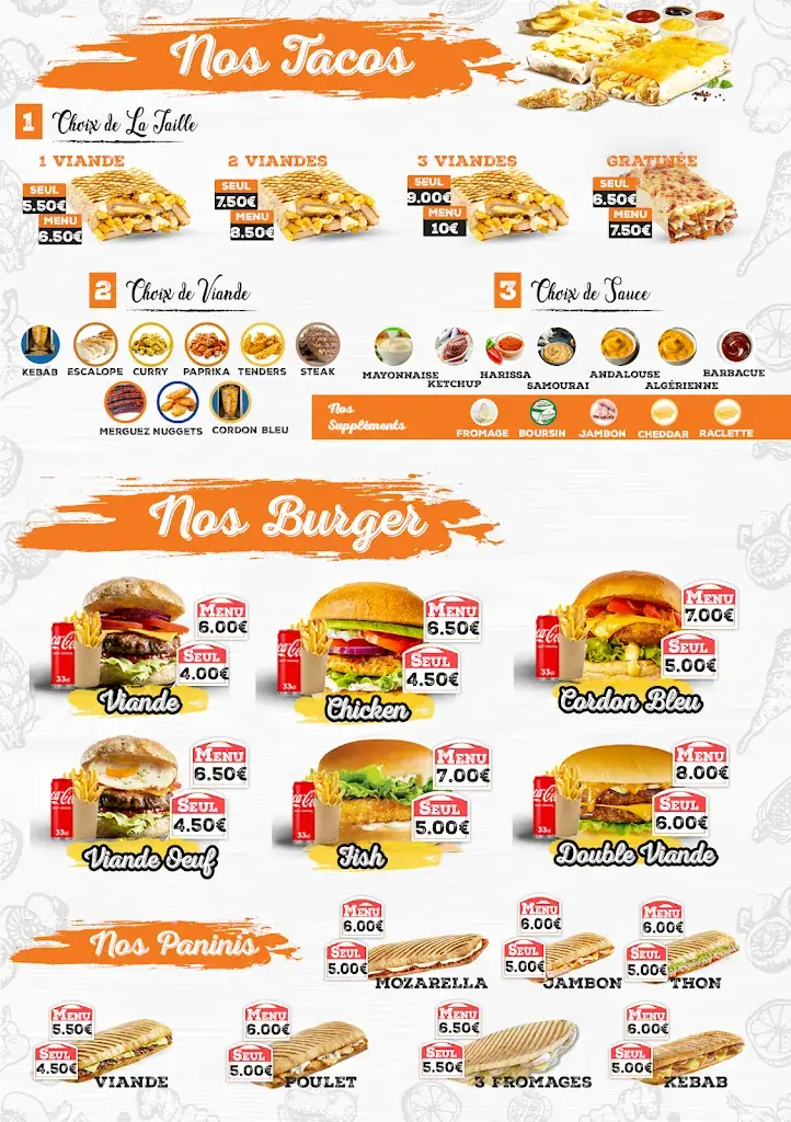 Menu_Snack Tunisien du sud Couscous Sur Place, Emporter, Tacos, Burger hallal a Marseille_Marseille_immagine_2