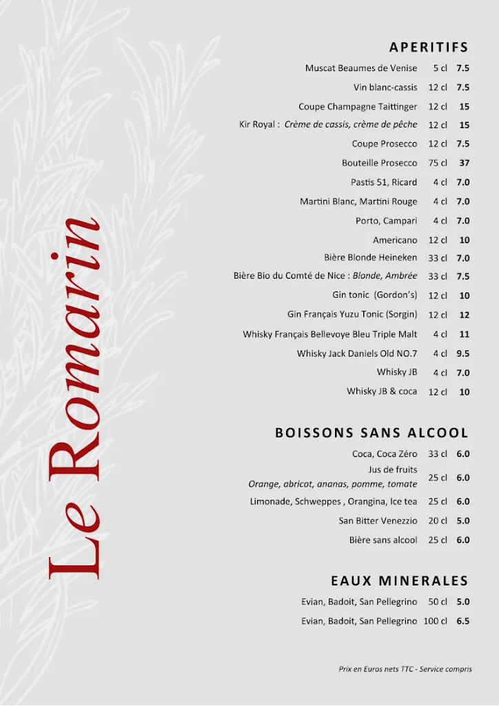 Menu_Le Romarin - Restaurant provençal contemporain - Cuisine maison - Viandes de bœuf premium_Colle-sur-Loup_image_2