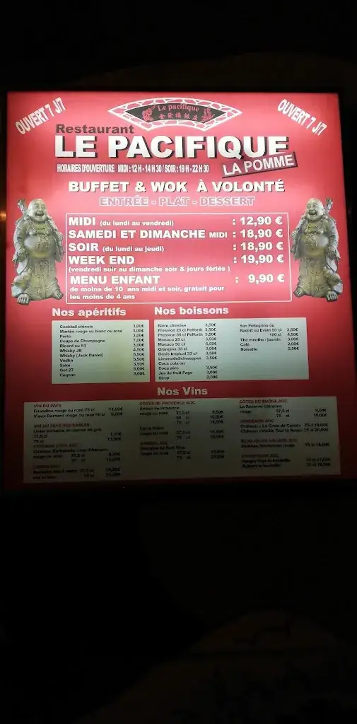 Menu_Restaurant Le Pacifique La Pomme 金蕟楼 特色中餐_Marseille_image_2