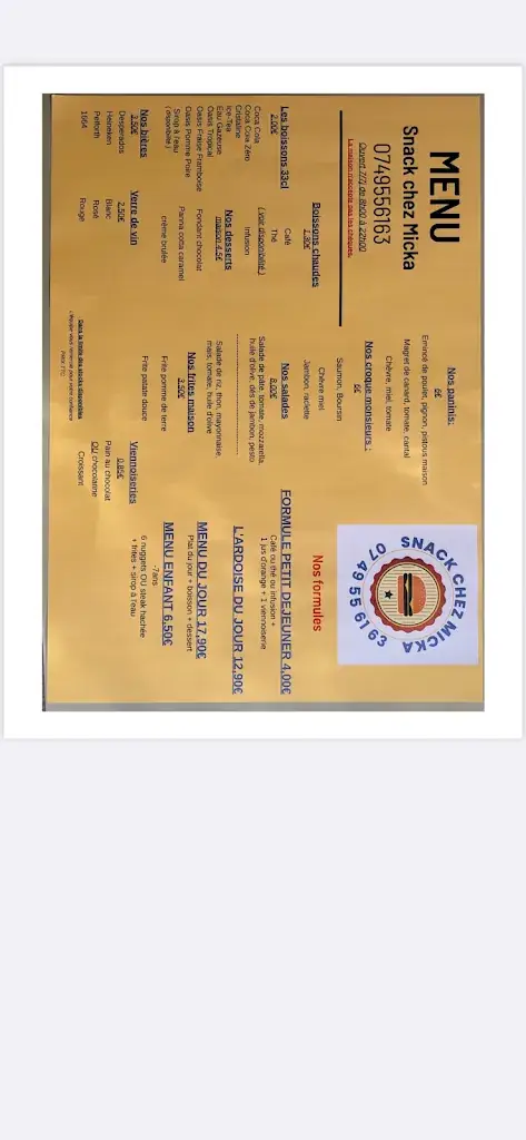 Menu_SNACK CHEZ MICKA_Londe-les-Maures_image_1