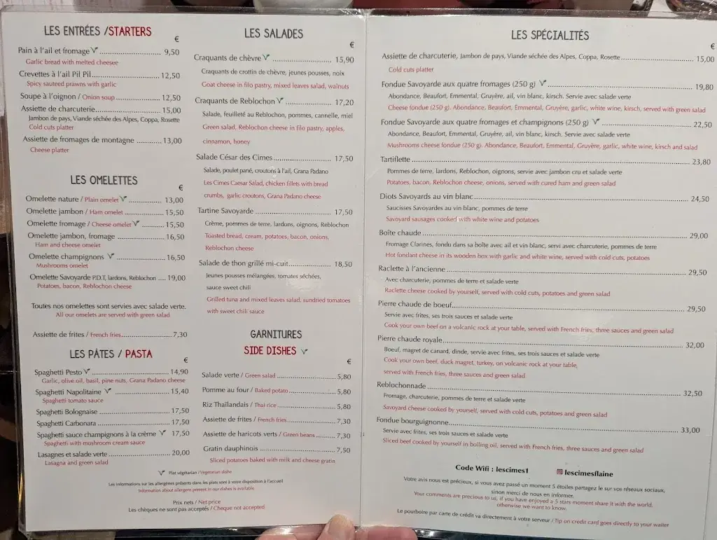 Menu_Brasserie Les Cimes Flaine_74300_image_1