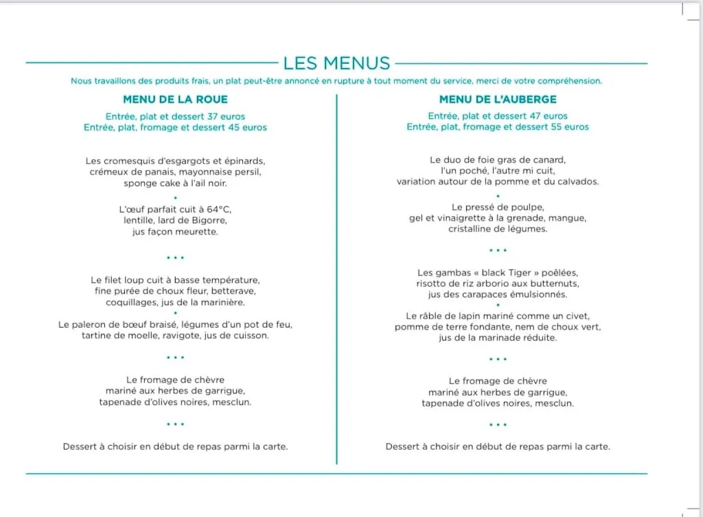 Menu_Auberge de Lagnes_Lagnes_image_1