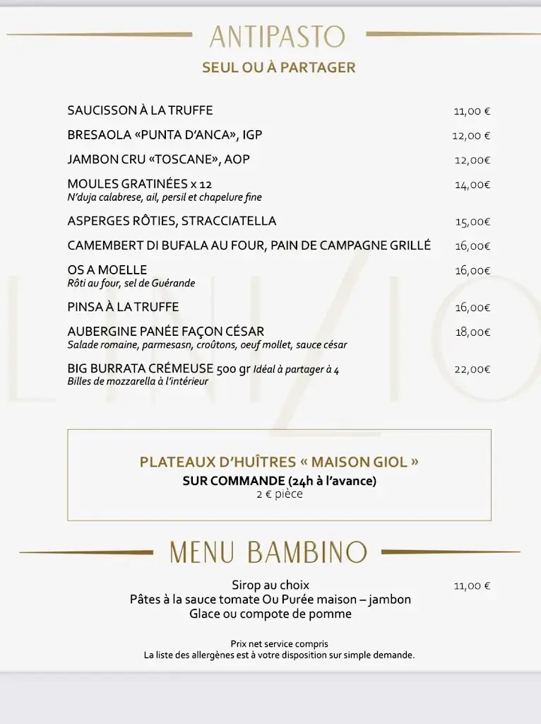 Menu_l'Inizio TRATTORIA les Sablettes_Seyne-sur-Mer_image_1