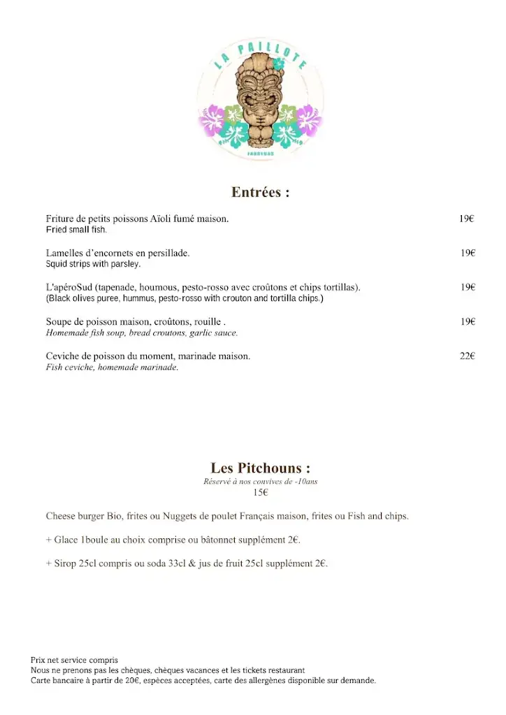 Menu_La Paillote Fabregas_Seyne-sur-Mer_image_2