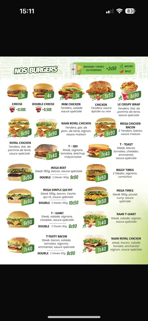 Menu_Times burger la Seyne_Seyne-sur-Mer_image_1