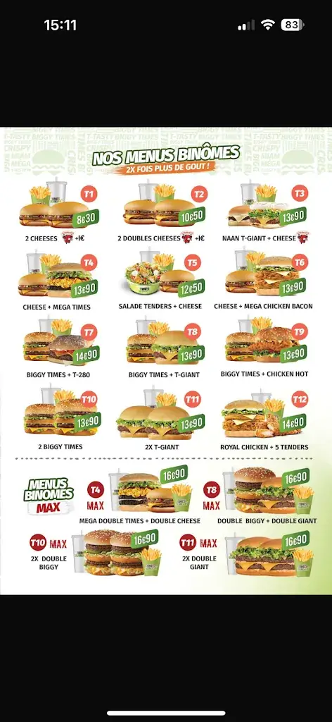 Menu_Times burger la Seyne_Seyne-sur-Mer_image_3