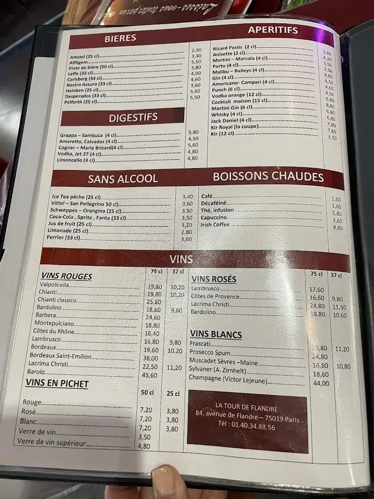 Menu_La Tour de Flandre_Paris_image_1