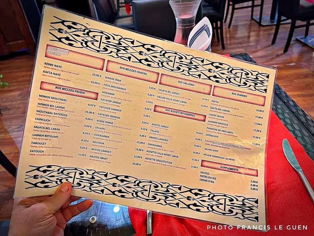 Menu_Villa Mont Liban_Marseille_immagine_1