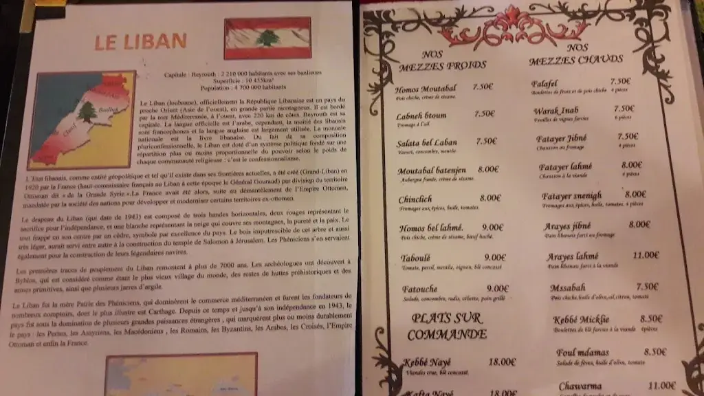 Menu_Villa Mont Liban_Marseille_immagine_3