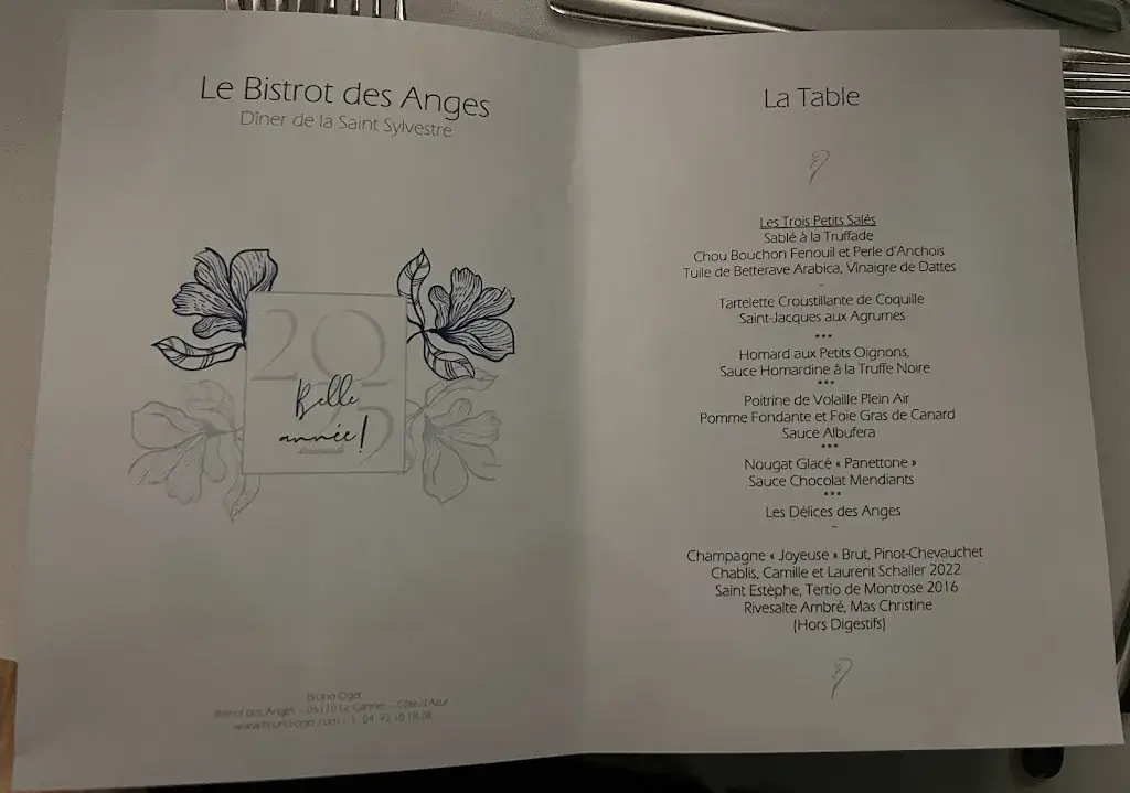 Menu_Le Bistrot Des Anges - Bastide Bruno Oger_Cannet_immagine_1