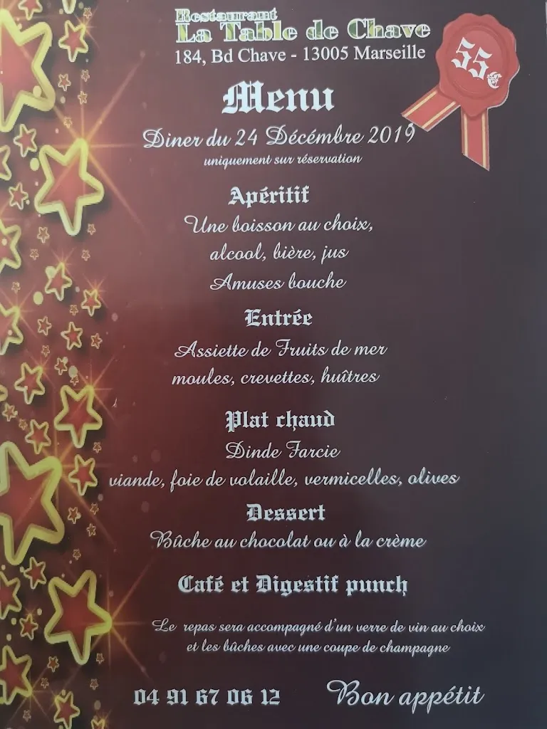 Menu_Restaurant la Table de Chave_Marseille_imagen_1