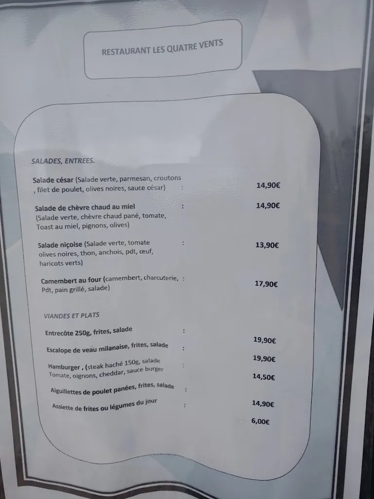 Menu_Restaurant Les 4 Vents - Relais routiers_Cannet-des-Maures_immagine_4