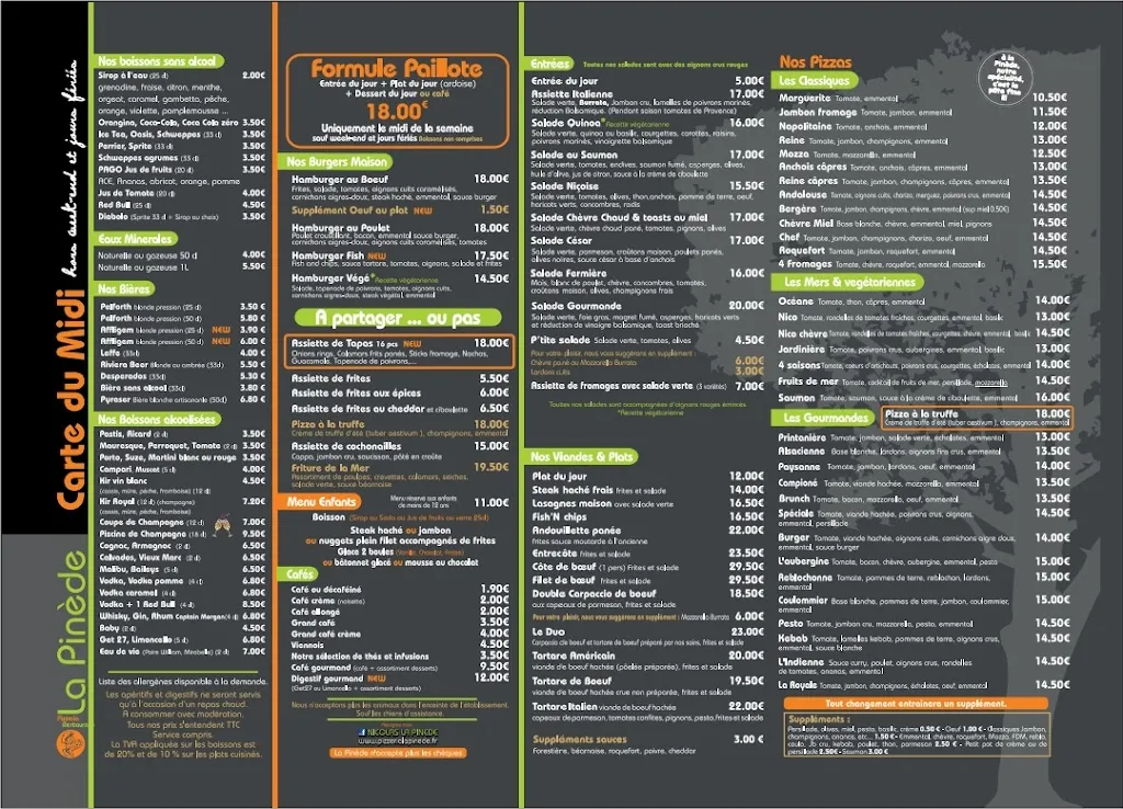 Menu_Pizzéria La Pinède_Arcs_immagine_1