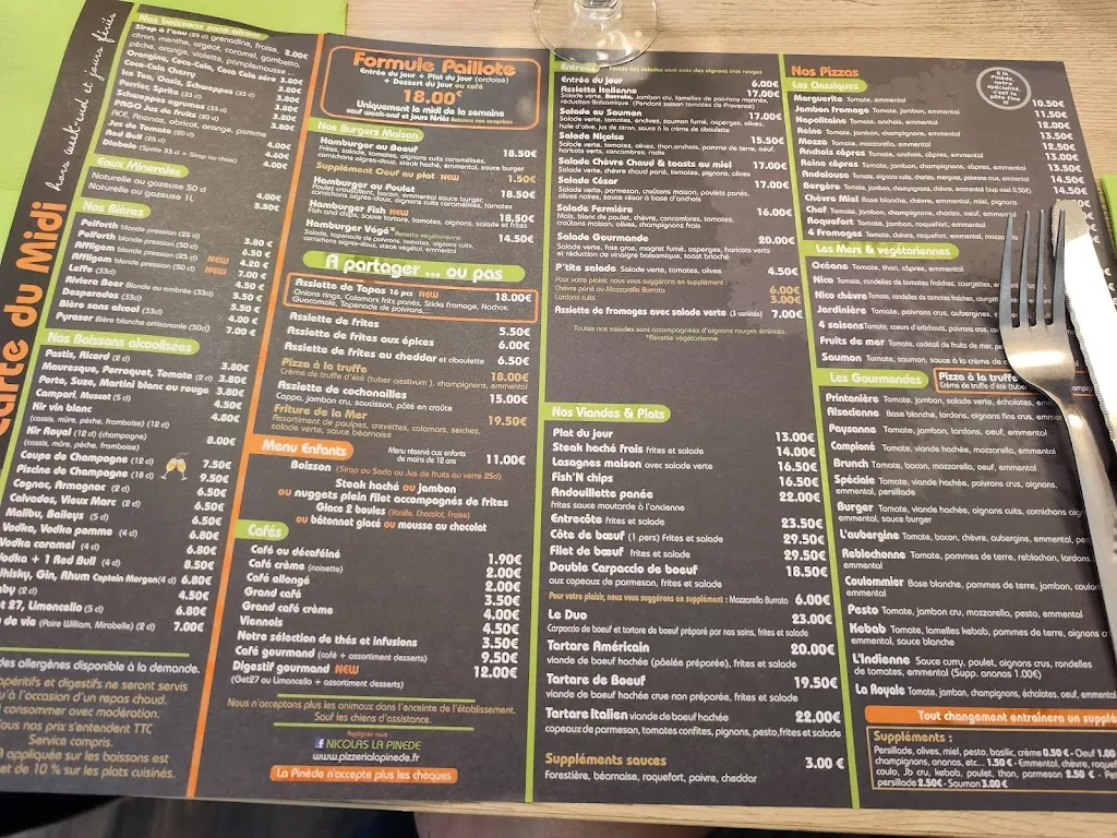 Menu_Pizzéria La Pinède_Arcs_immagine_4