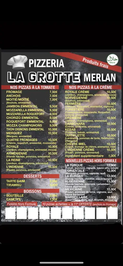 Menu_Pizzeria La Grotte_Marseille_image_1