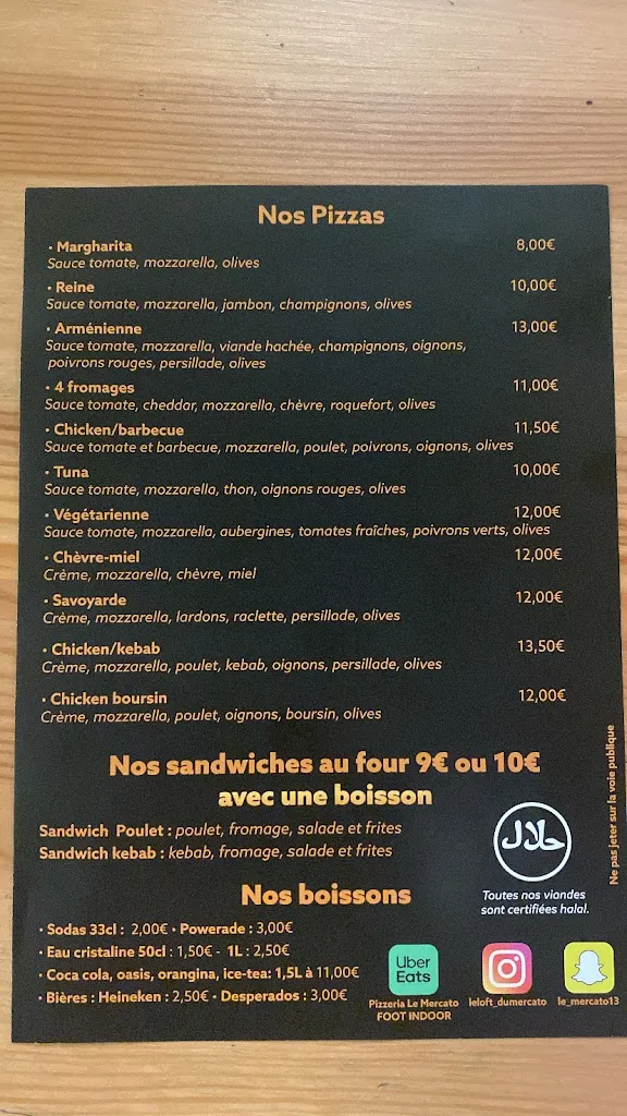 Menu_Pizzeria le Mercato_Marseille_immagine_1