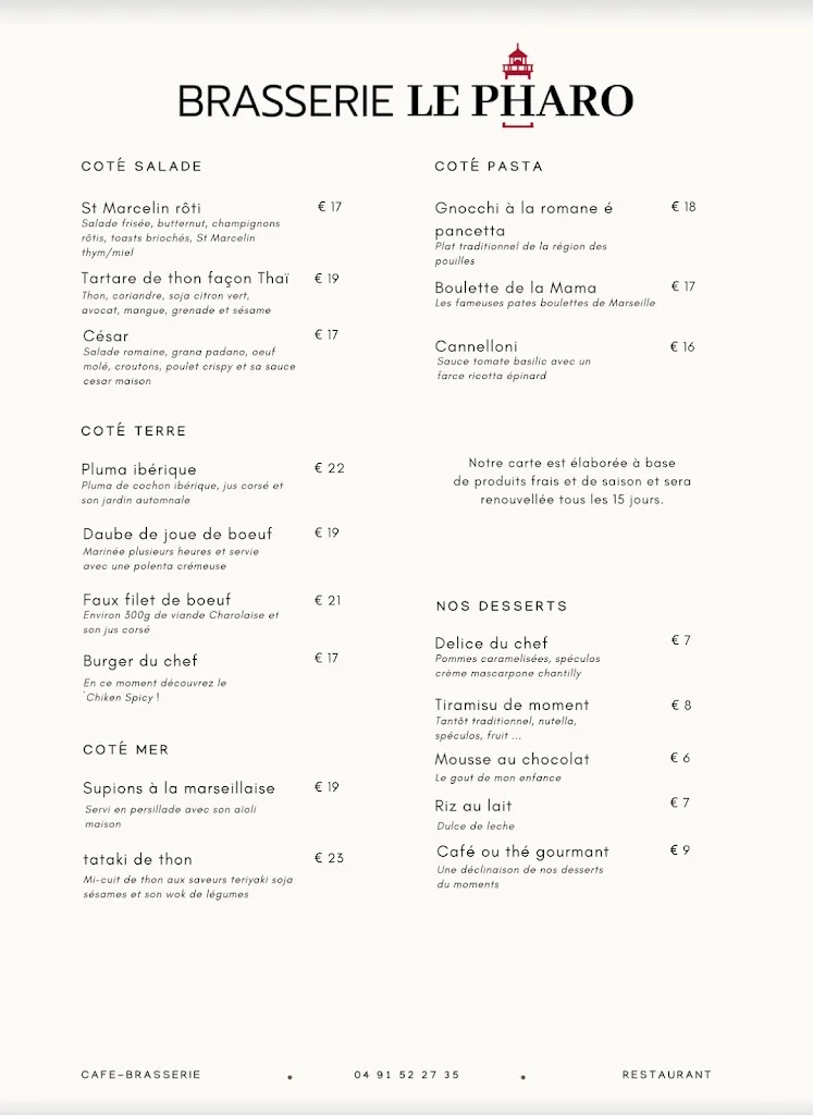 Menu_Bar Brasserie Tabac le Pharo_Marseille_image_3