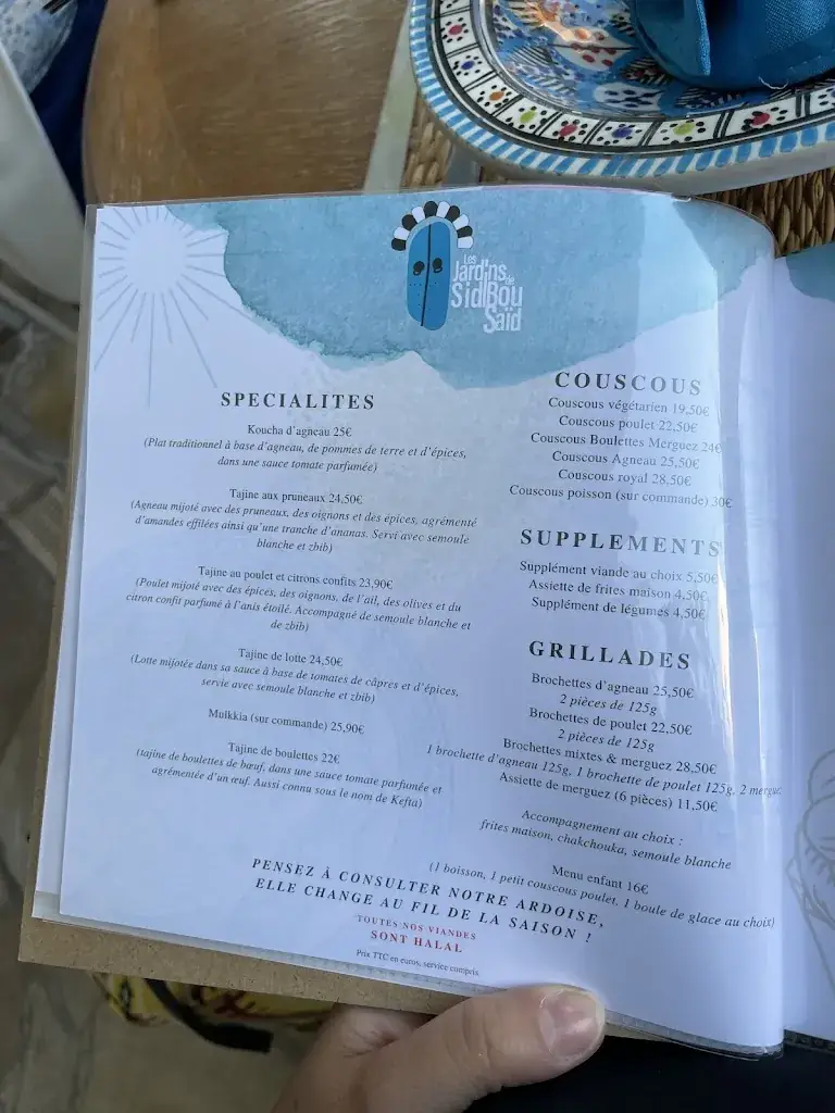 Menu_Les Jardins de Sidi Bou Saïd_Toulon_image_1