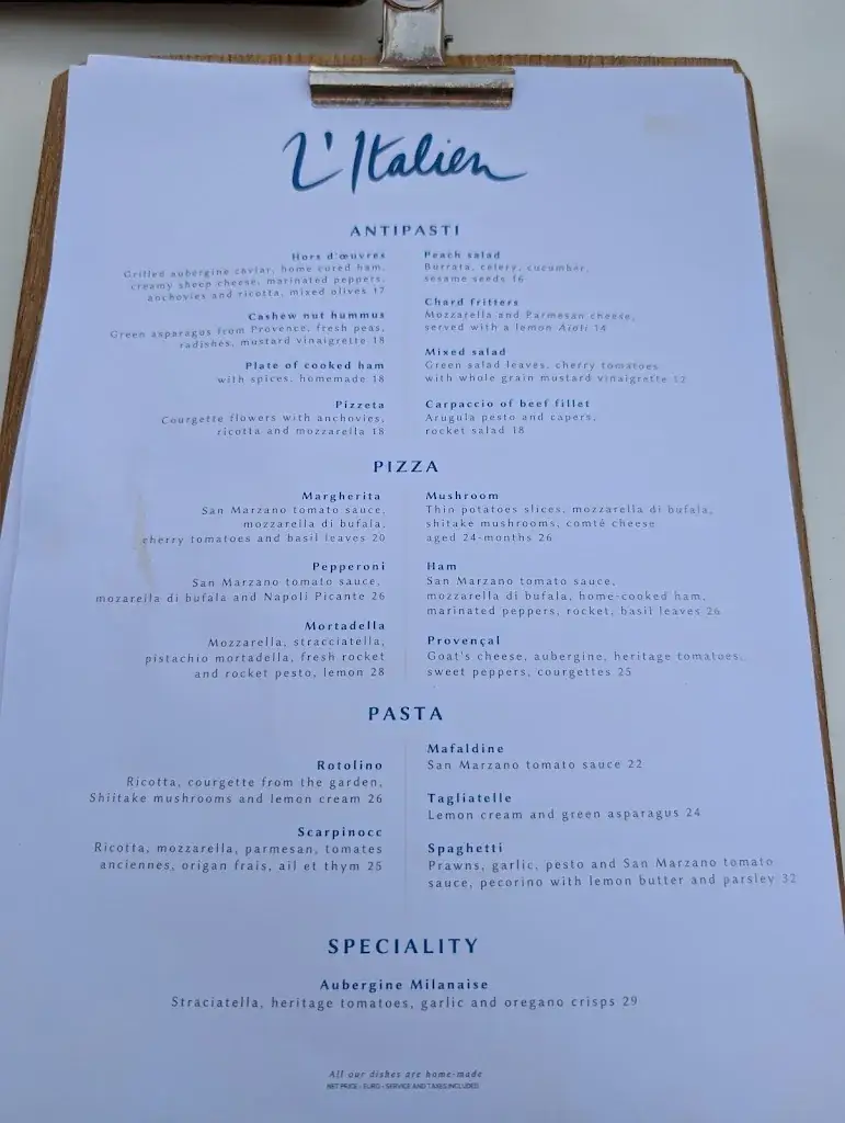 Menu_L'Italien à Château La Coste_Puy-Sainte-Réparade_image_2