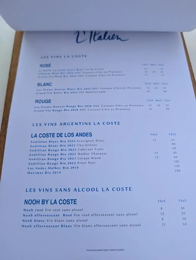 Menu_L'Italien à Château La Coste_Puy-Sainte-Réparade_image_4
