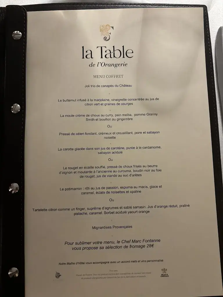 Menu_Restaurant L'Orangerie du Château de Fonscolombe_Puy-Sainte-Réparade_image_2