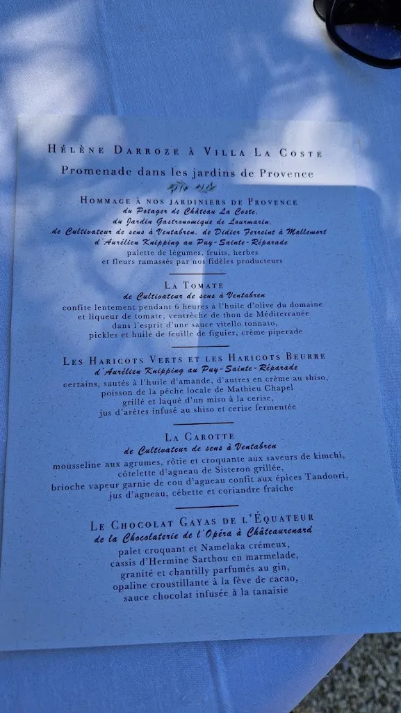 Menu_Hélène Darroze à Villa La Coste_Puy-Sainte-Réparade_image_1