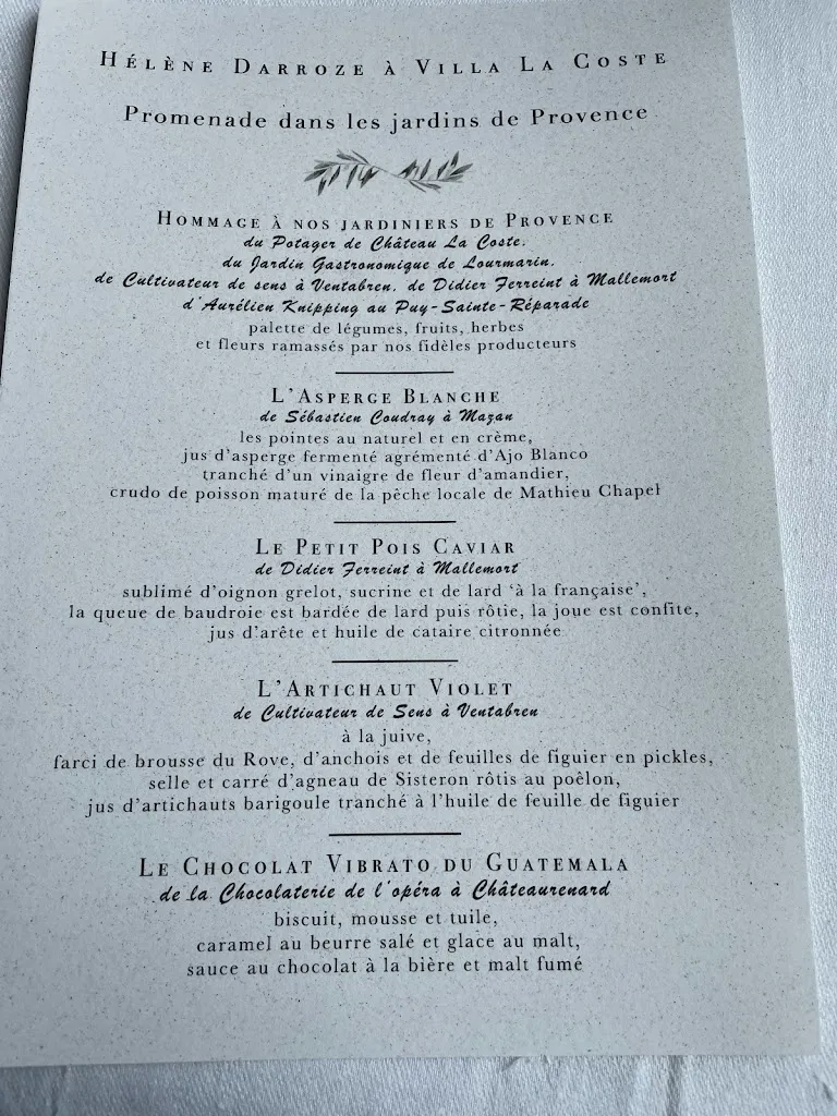 Menu_Hélène Darroze à Villa La Coste_Puy-Sainte-Réparade_image_3