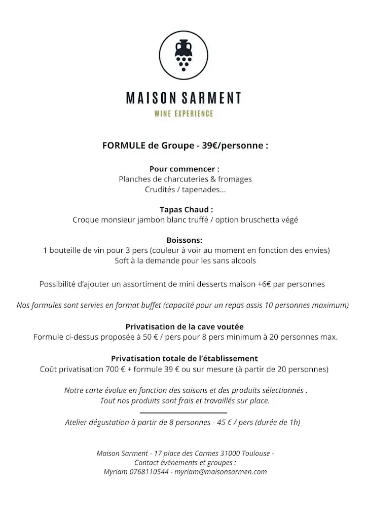 Menu_Maison Sarment_Toulouse_image_1