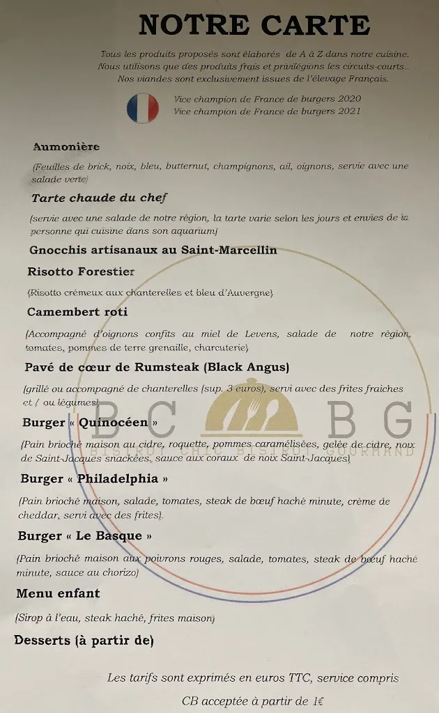 Menu_BCBG - Bistrot Chic Bistrot Gourmand_Levens_image_1