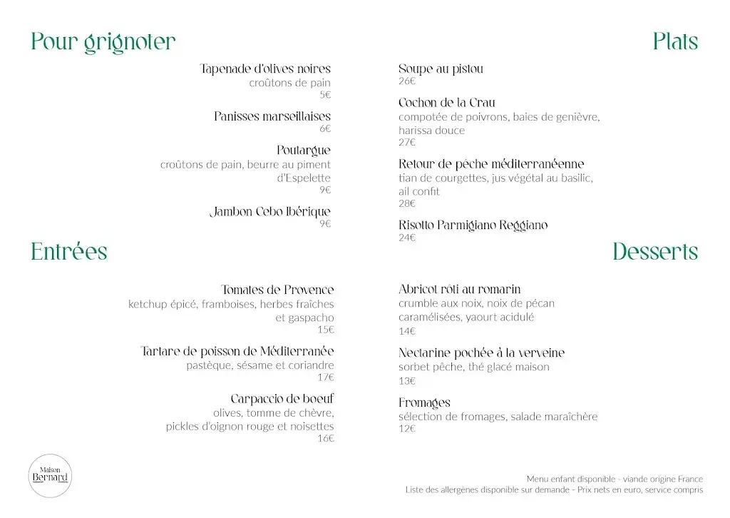 Menu_Maison Bernard_Maillane_image_1