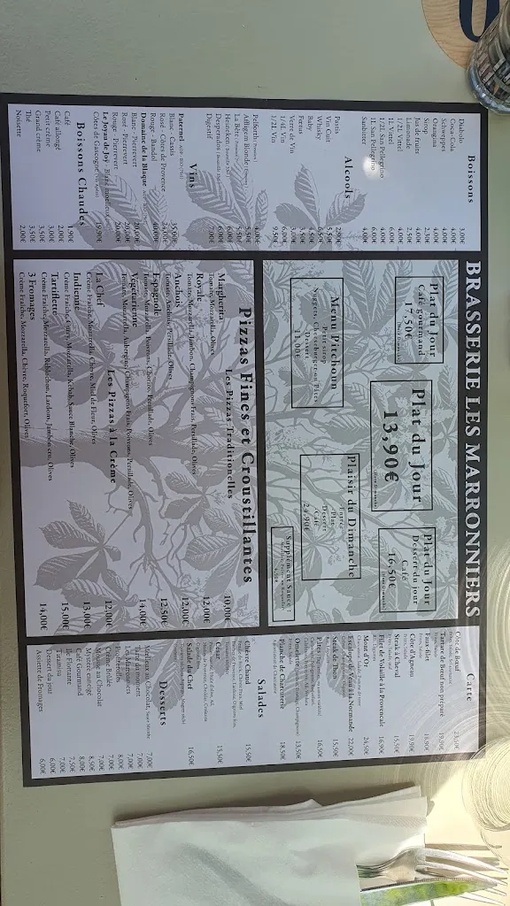 Menu_Brasserie Pizzeria les marronniers_Mallemoisson_image_1