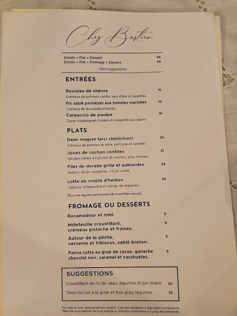 Menu_CHEZ BASTIEN - LE PETIT LAURAGAIS_Manosque_image_1