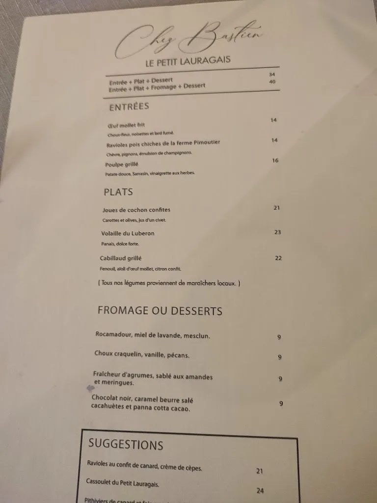 Menu_CHEZ BASTIEN - LE PETIT LAURAGAIS_Manosque_image_3