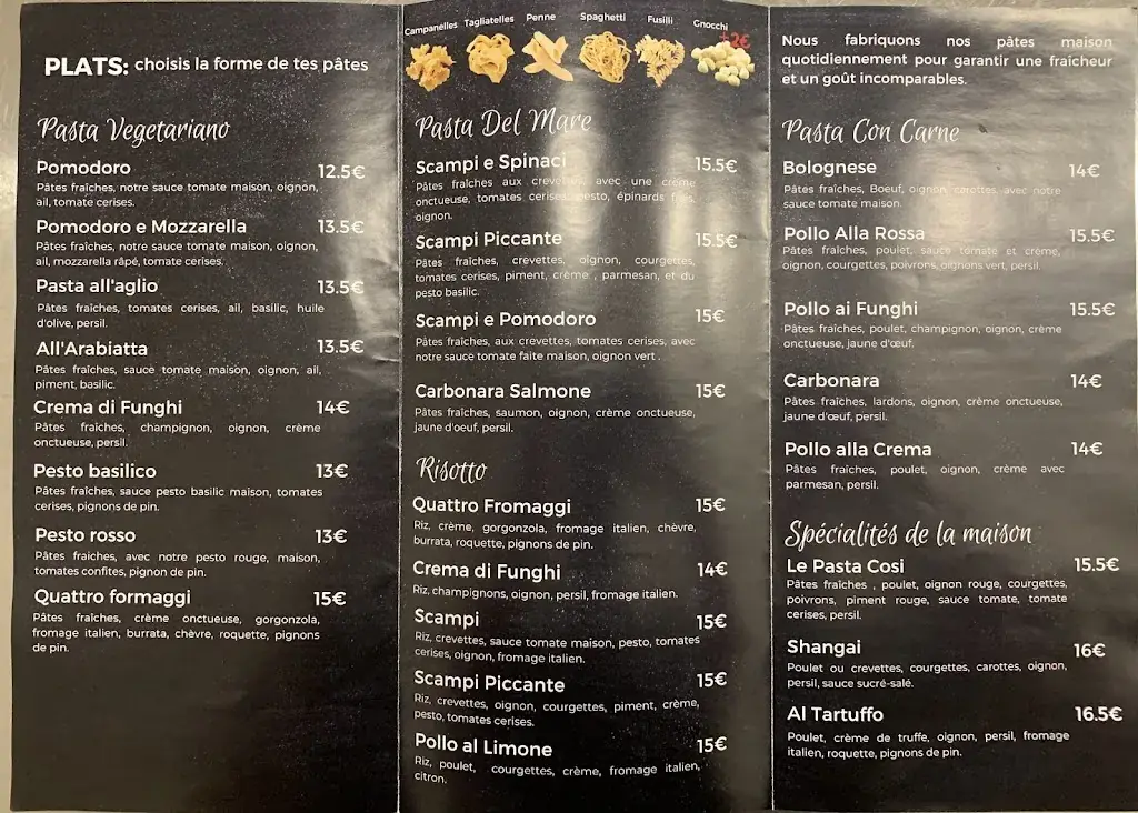Menu_Pasta Casi'The best of Pasta_Marignane_image_1