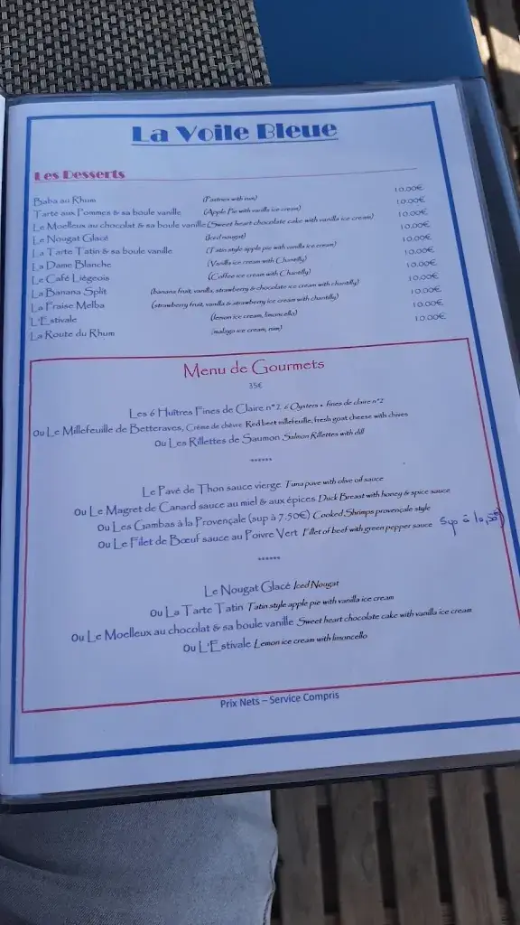 Menu_La Voile Bleue - Restaurant Mandelieu-la-Napoule_Mandelieu-la-Napoule_image_2