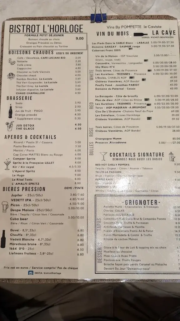 Menu_Bistrot l’Horloge_Marseille_immagine_2