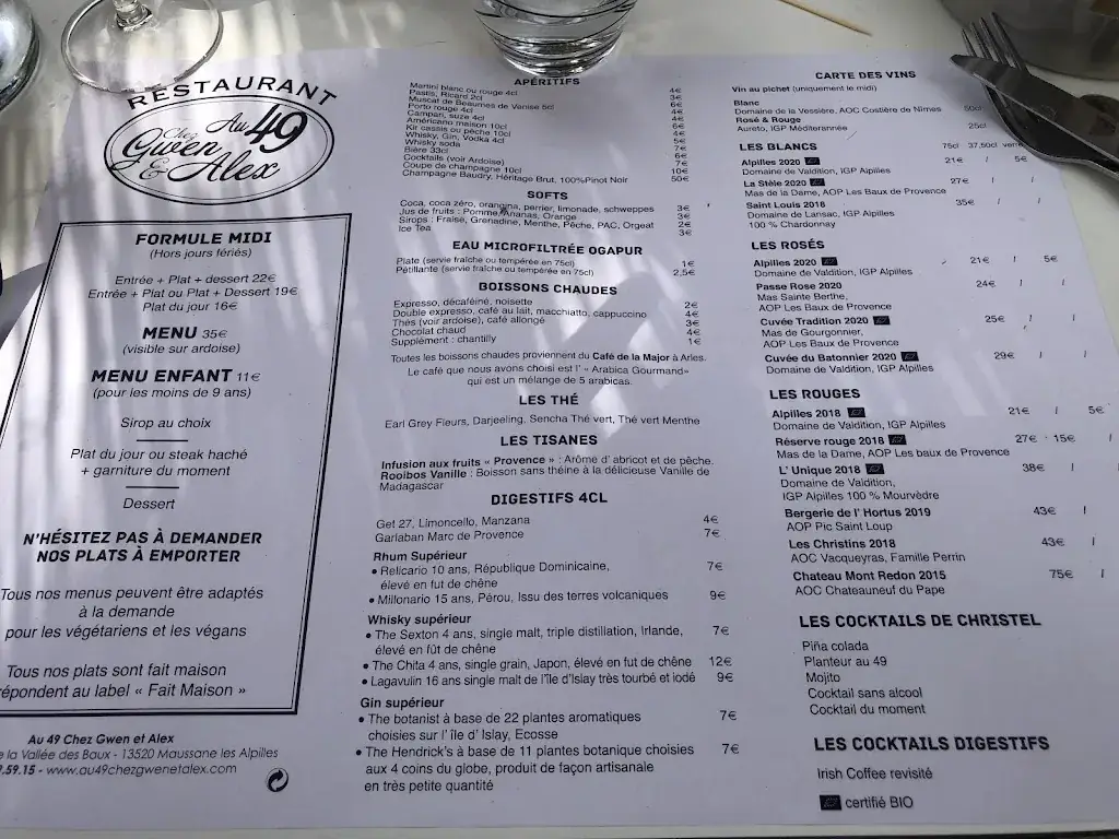 Menu_Au 49 chez Gwen et Alex_Maussane-les-Alpilles_immagine_1