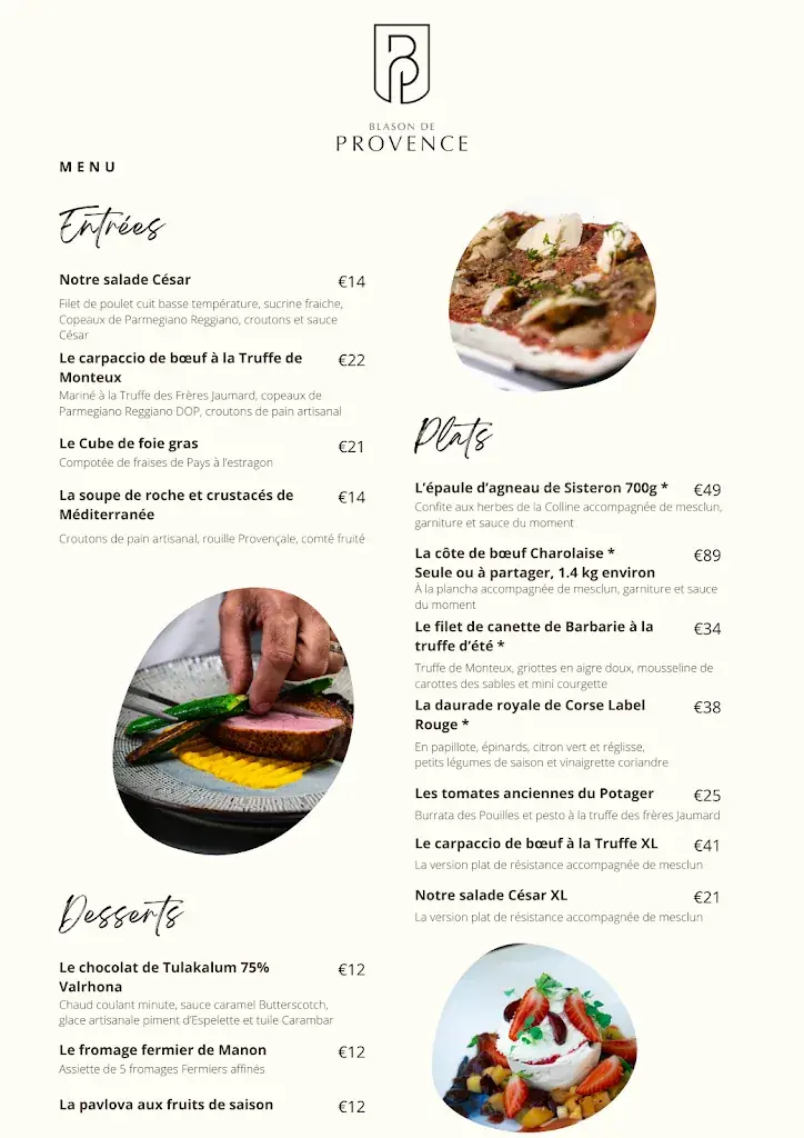 Menu_Blason de Provence | Restaurant_Monteux_immagine_1