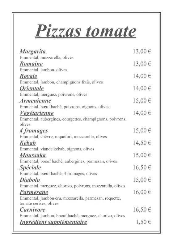 Menu_Restaurant - pizzeria LE THOLEAN Agroparc_Avignon_image_1