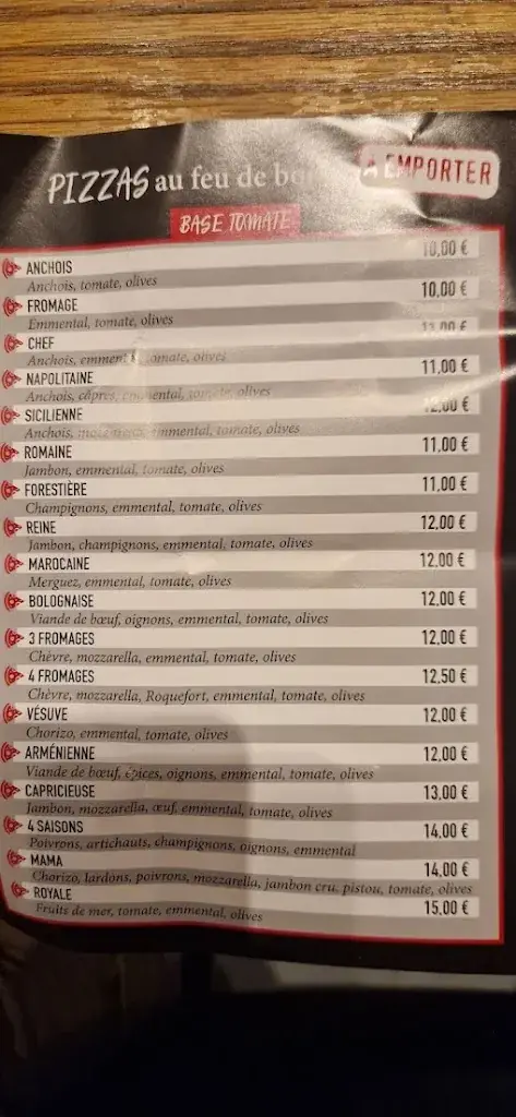 Menu_Le Traditionnel - Pizzas au feu de bois, et plats  à emporter._Morières-lès-Avignon_image_1