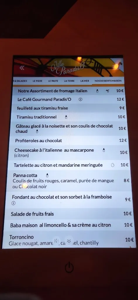 Menu_Restaurant Villa Paradis'O_Mougins_image_1