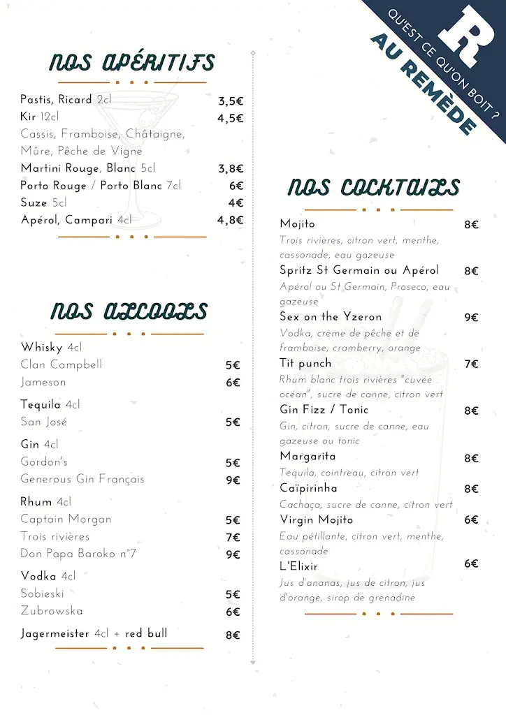 Menu_Le Remède - Restaurant Bar Evénements Oullins_Oullins-Pierre-Bénite_immagine_3