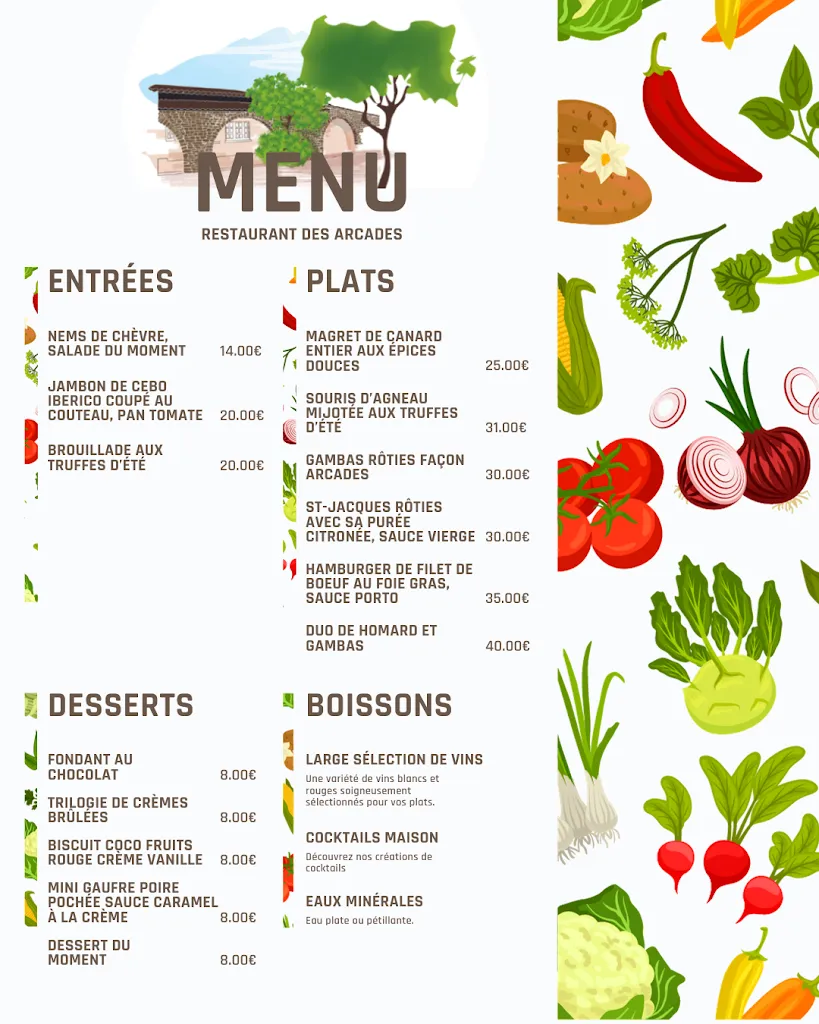 Menu_Restaurant des Arcades_Orgon_image_1