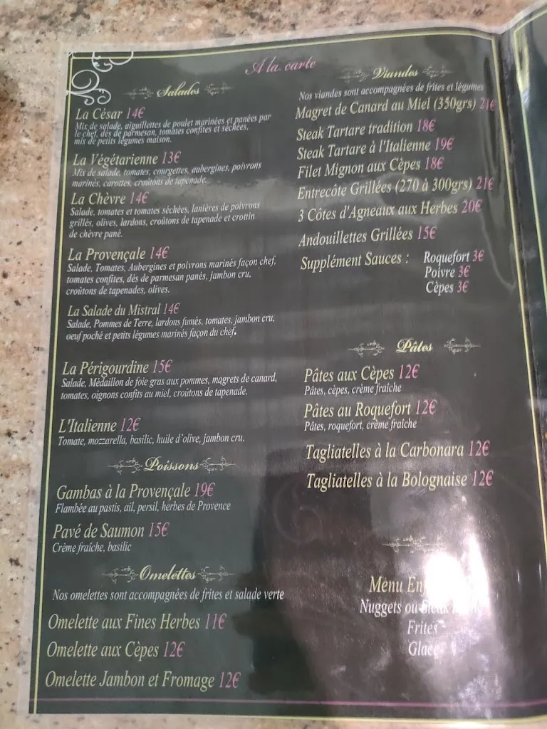 Menu_Hôtel Le Mistral_Peipin_image_1