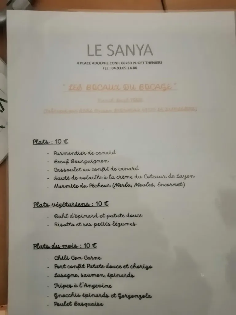 Menu_Le SANYA_Puget-Théniers_image_1
