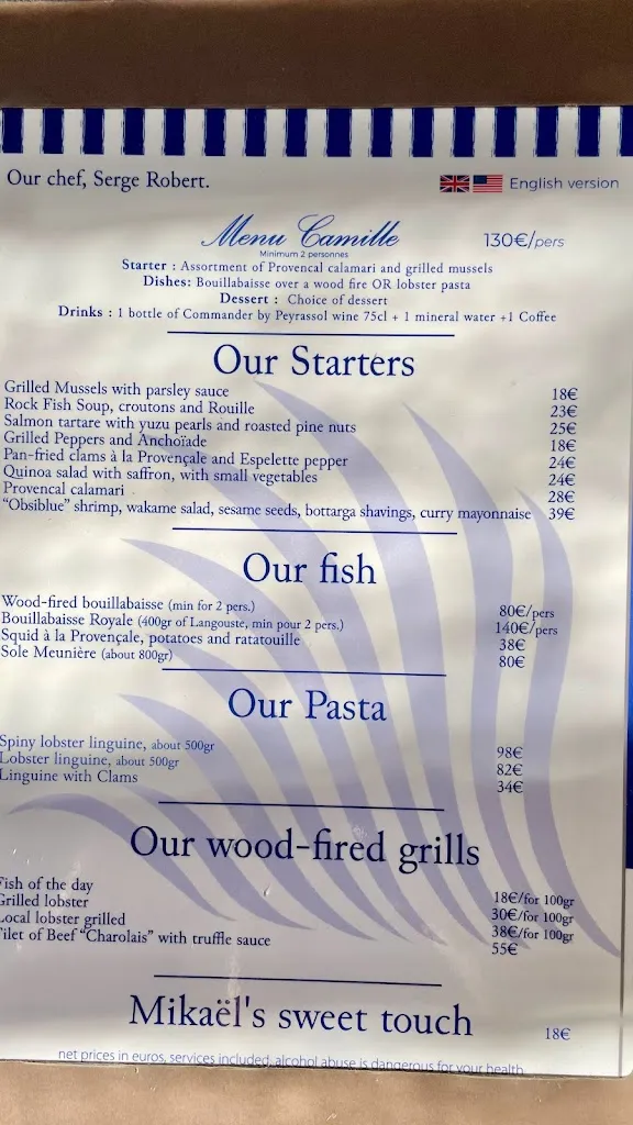 Menu_Chez Camille - Restaurant de Bouillabaisse et Fruits de Mer à Ramatuelle_Ramatuelle_image_2