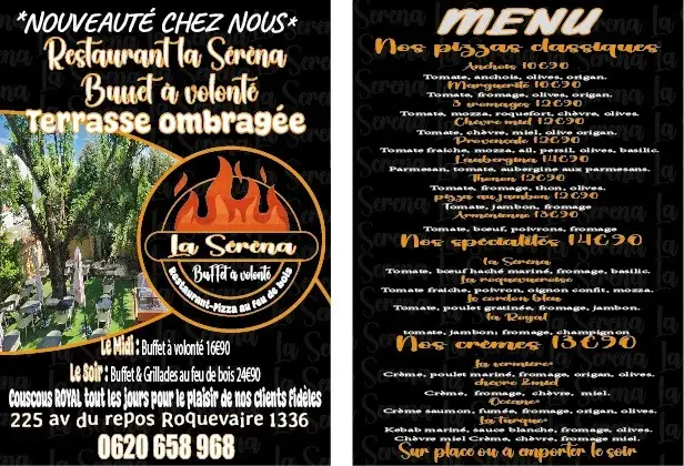 Menu_RESTAURANT & PIZZERIA LA SÉRÈNA_Roquevaire_image_1