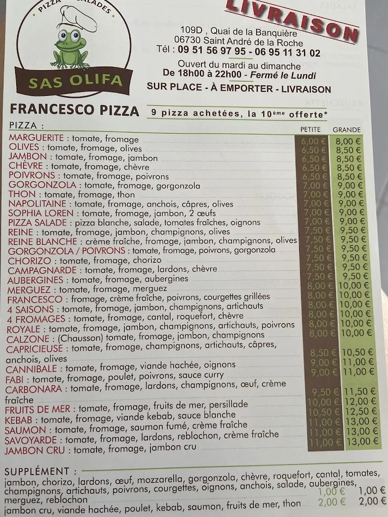 Menu_Francesco Pizza_Saint-André-de-la-Roche_image_1